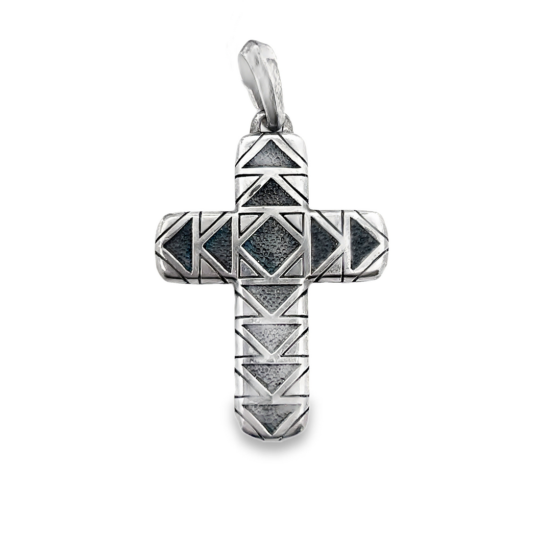Sterling silver 42mm frontier cross pendant. 
