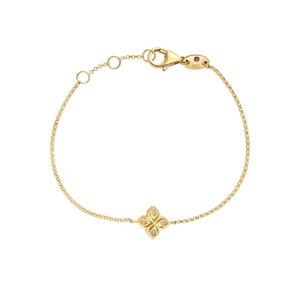 
18k Yellow Gold Arabesque Small Diamond Flower Bracelet 
Approxima...