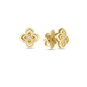 
18k Yellow Gold Palazzo Ducale Carnevale Small Flower Stud Earring...