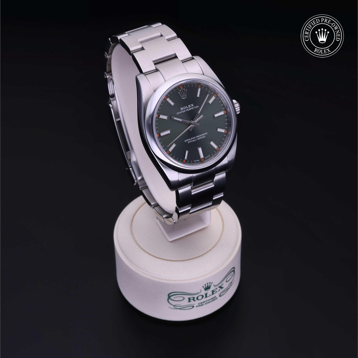 Rolex Certified Pre-Owned Oyster Perpetual 34 M114200 in Oystersteel with green dial, image 39 of 41