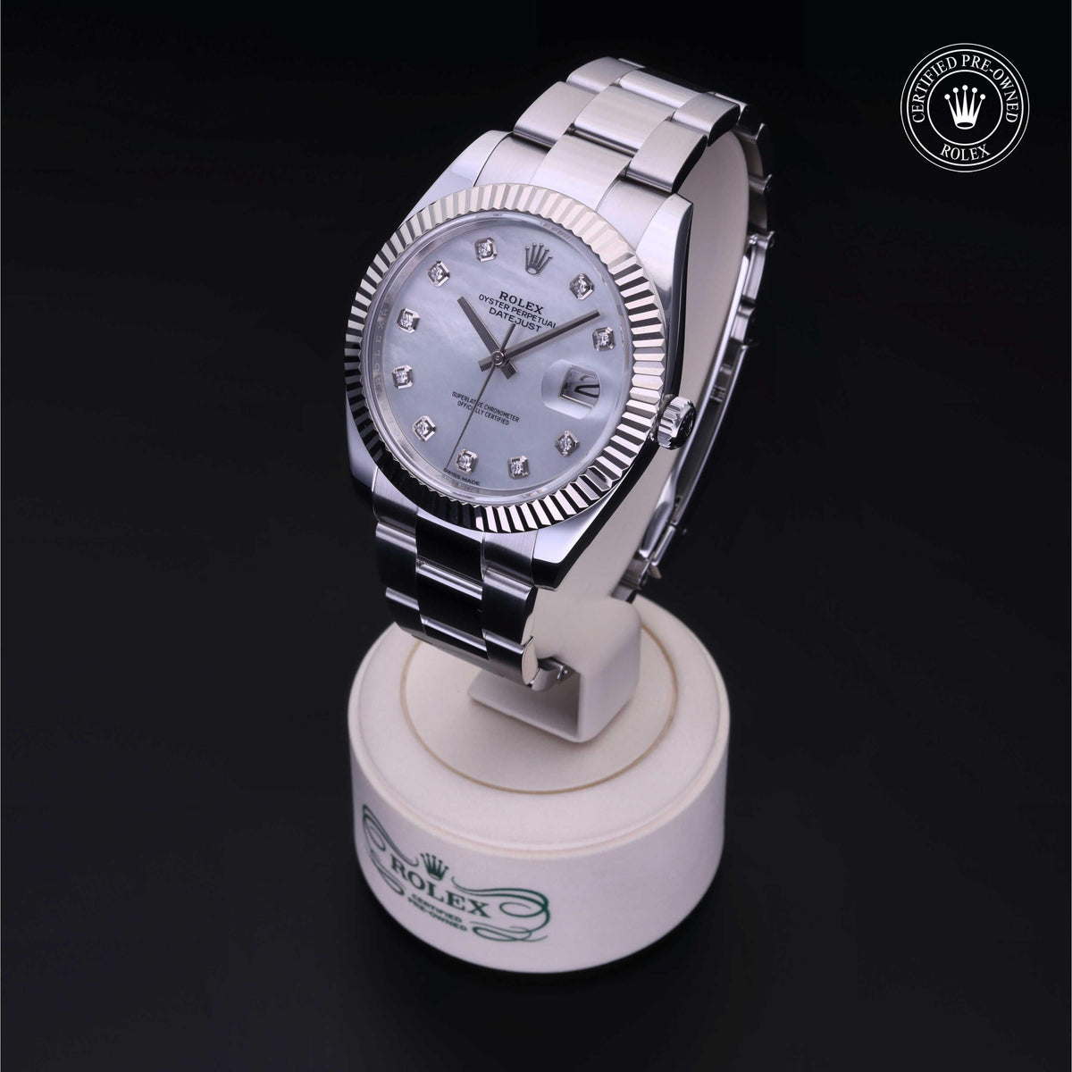 Rolex Certified Pre-Owned Datejust 41 M126334 in Oystersteel with white mother-of-pearl dial, image 9 of 41