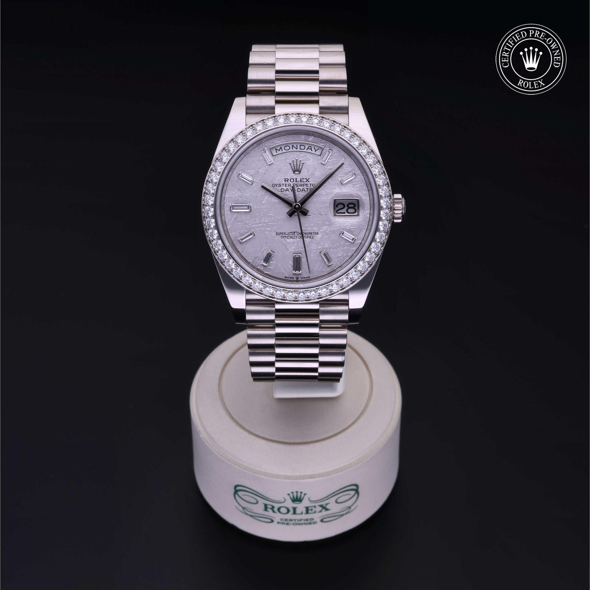 Rolex Certified Pre-Owned Day-Date 40 M228349RBR in 18 ct white gold with meteorite dial, image 6 of 41