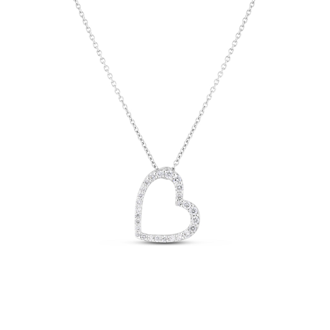 000141AWCHX0 Roberto Coin Slanted Diamond Heart Necklace