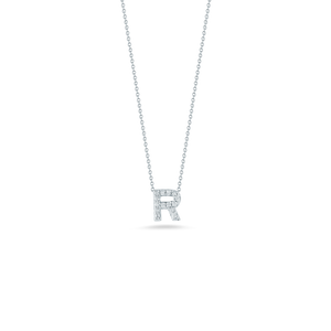 This necklace from Roberto Coin features a diamond initial on a 18