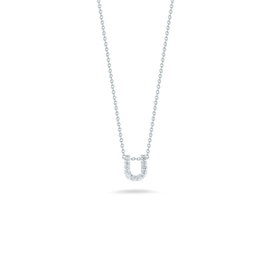 This necklace from Roberto Coin features a diamond initial on a 18