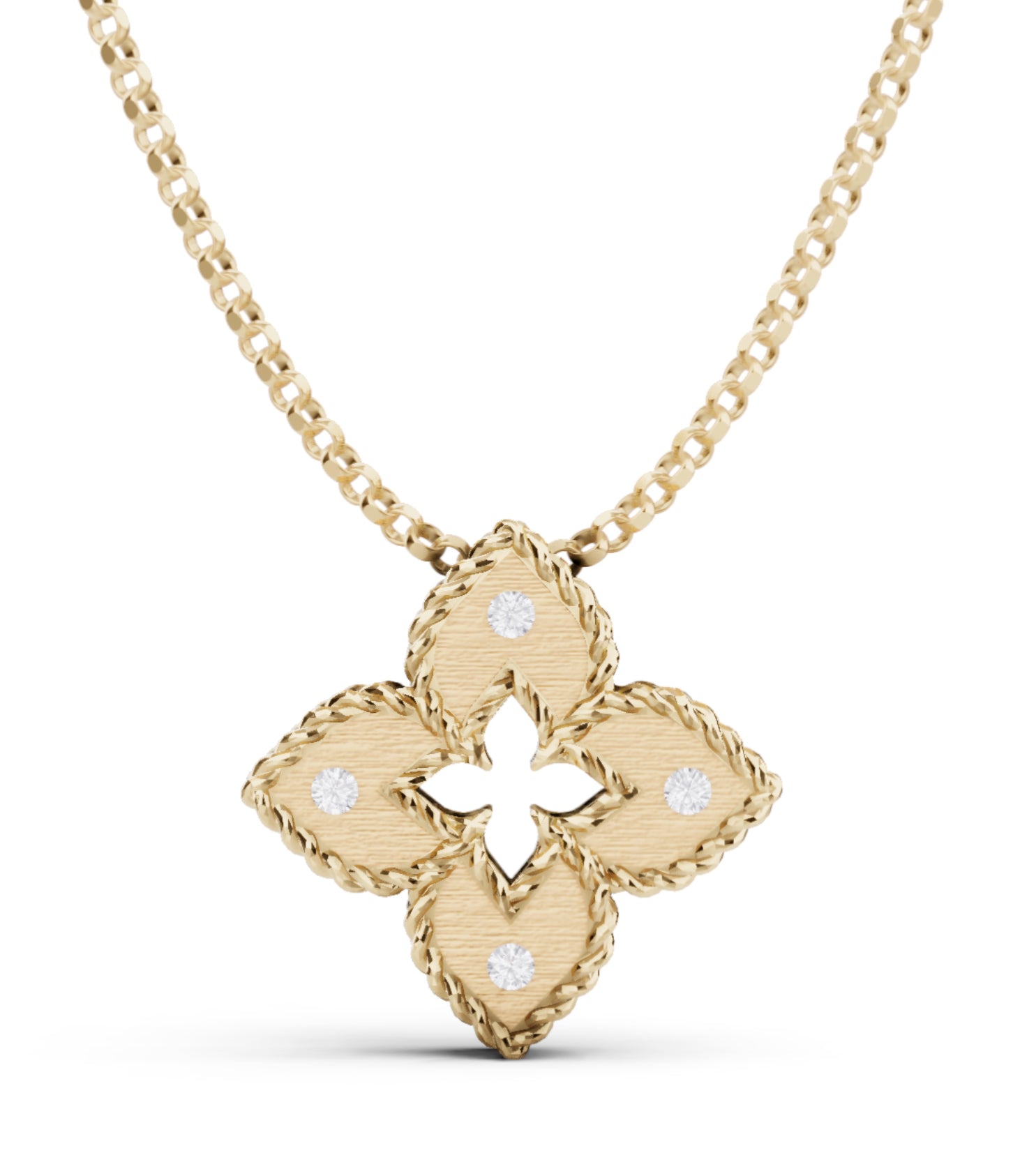 7772985AYCHX Roberto Coin 18k Yellow Gold Small Flower Necklace