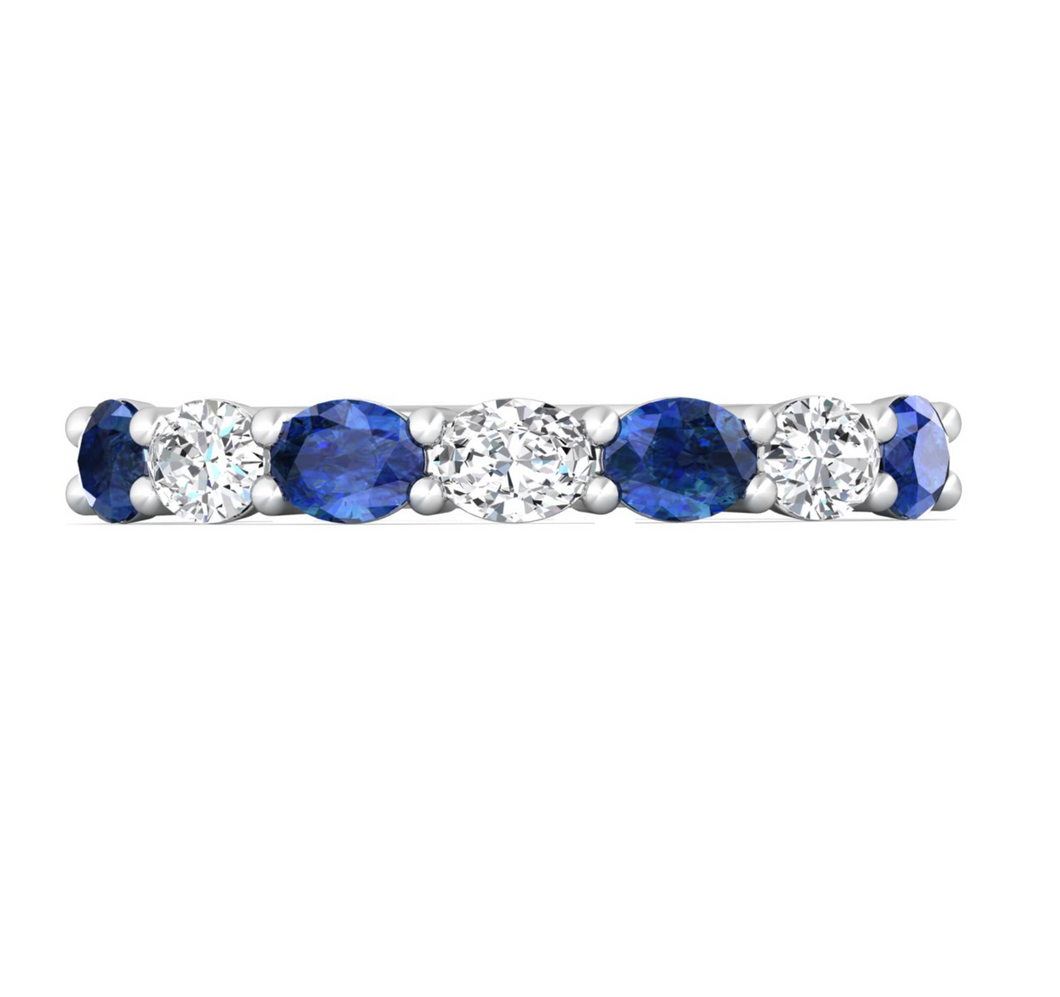 Martin Flyer Oval Cut Diamond and Sapphire Anniversary Band