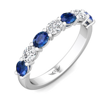 Martin Flyer Oval Cut Diamond and Sapphire Anniversary Band