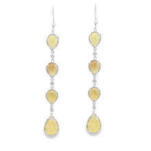 Sterling silver yellow sapphire drop earrings. Drop earrings measur...