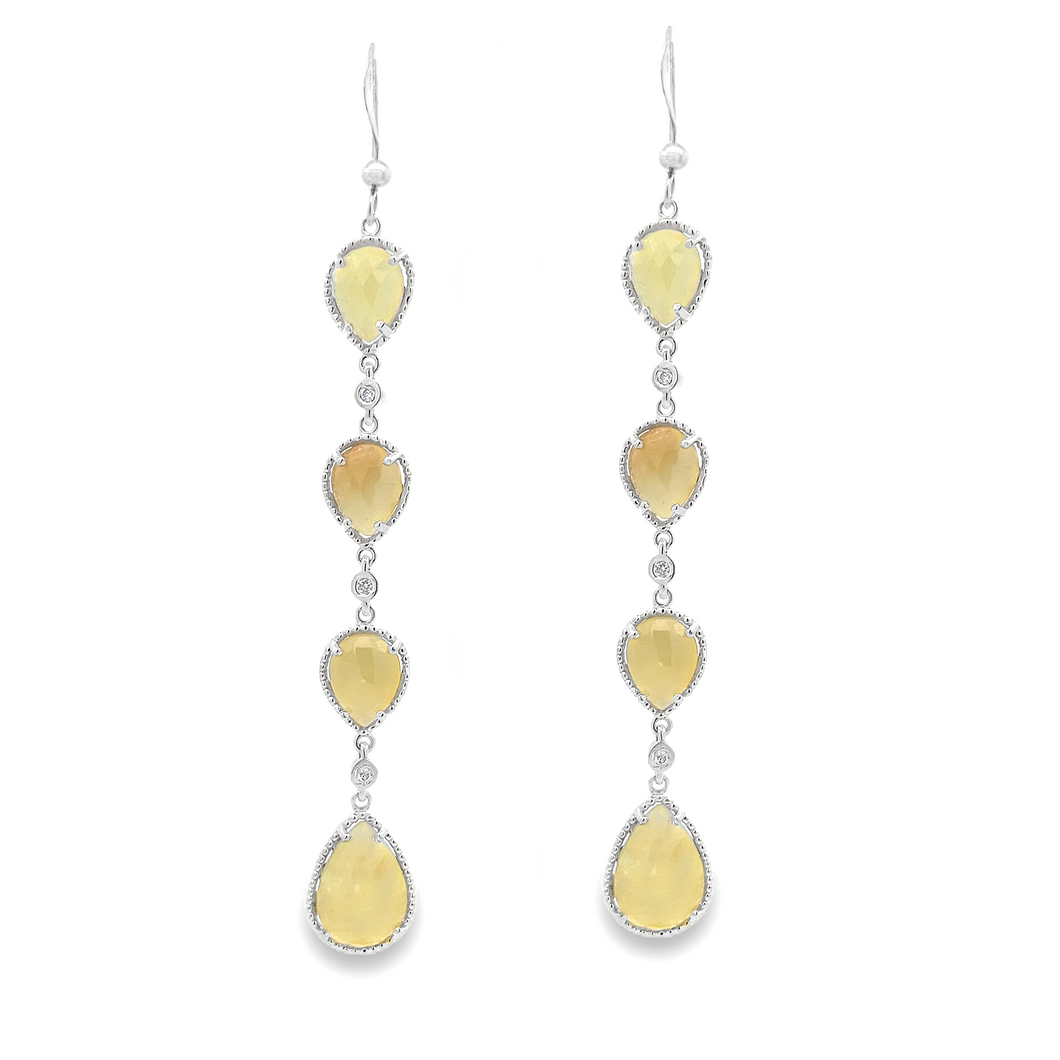 Sterling silver yellow sapphire drop earrings. Drop earrings measur...
