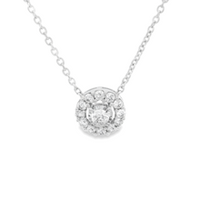 This beautiful 14k white gold necklace features a round brilliant c...