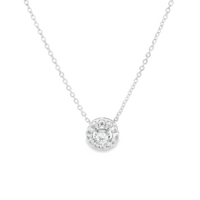 This beautiful 14k white gold necklace features a round brilliant c...