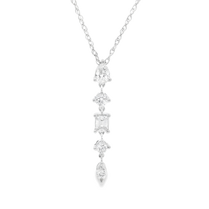 This beautiful 14k white gold necklace features 2 round brilliant c...