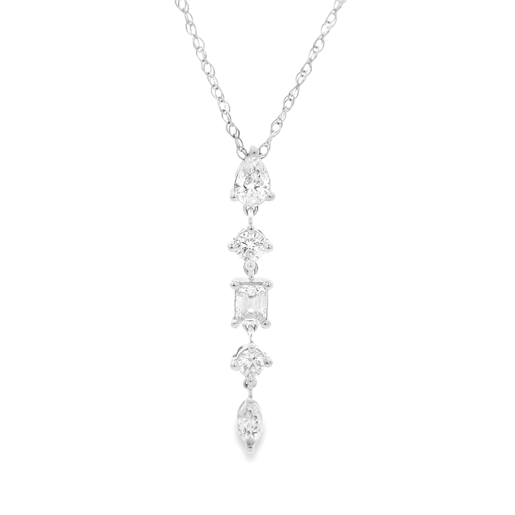This beautiful 14k white gold necklace features 2 round brilliant c...