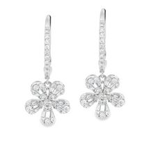 These beautiful 14k white gold earrings feature baguette and round ...