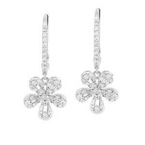 These beautiful 14k white gold earrings feature baguette and round ...