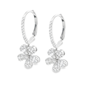 These beautiful 14k white gold earrings feature baguette and round ...