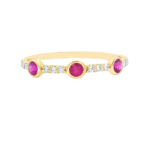 14k Yellow Gold Diamond & Ruby Ring