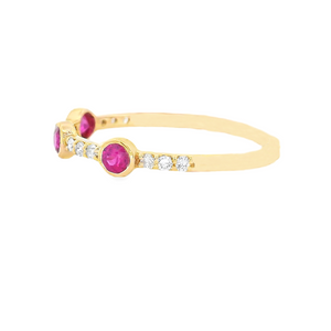 14k Yellow Gold Diamond & Ruby Ring