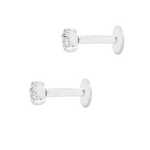 18k gold flat back stud earrings feature 2 round brilliant cut diam...