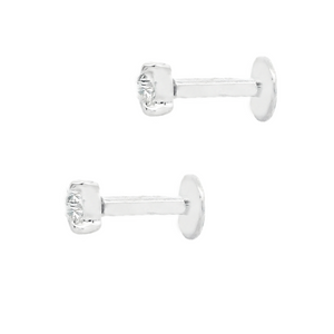 18k gold flat back stud earrings feature 2 round brilliant cut diam...