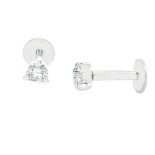 18k gold flat back stud earrings feature 2 round brilliant cut diam...