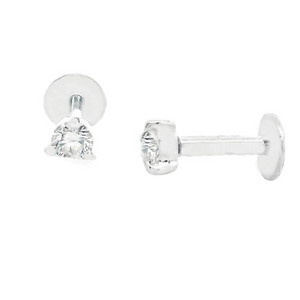 18k gold flat back stud earrings feature 2 round brilliant cut diam...