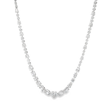 This beautiful 18k white gold necklace features 125 mixed shape dia...
