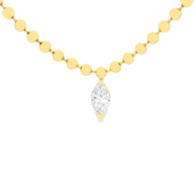This beautiful 18k yellow gold necklace features 7 marquise cut dia...