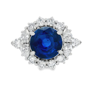 18k White Gold Diamond & Sapphire Ring