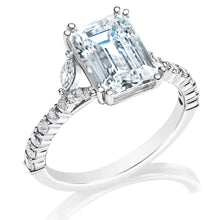 Classique Creations Emerald Diamond Marquise Split Shank Engagement Ring