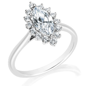 Classique Creations Marquise Halo High Polish Band Engagement Ring