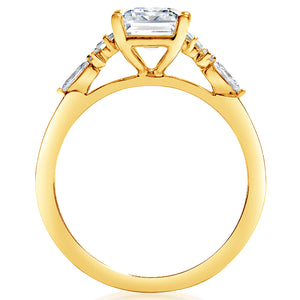 Classique Creations Emerald Diamond Cluster Engagement Ring