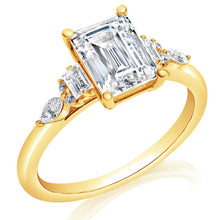 Classique Creations Emerald Diamond Cluster Engagement Ring