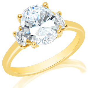 Classique Creations Oval Diamond Three Stone Diamond Gallery Engagement Ring