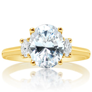 Classique Creations Oval Diamond Three Stone Diamond Gallery Engagement Ring