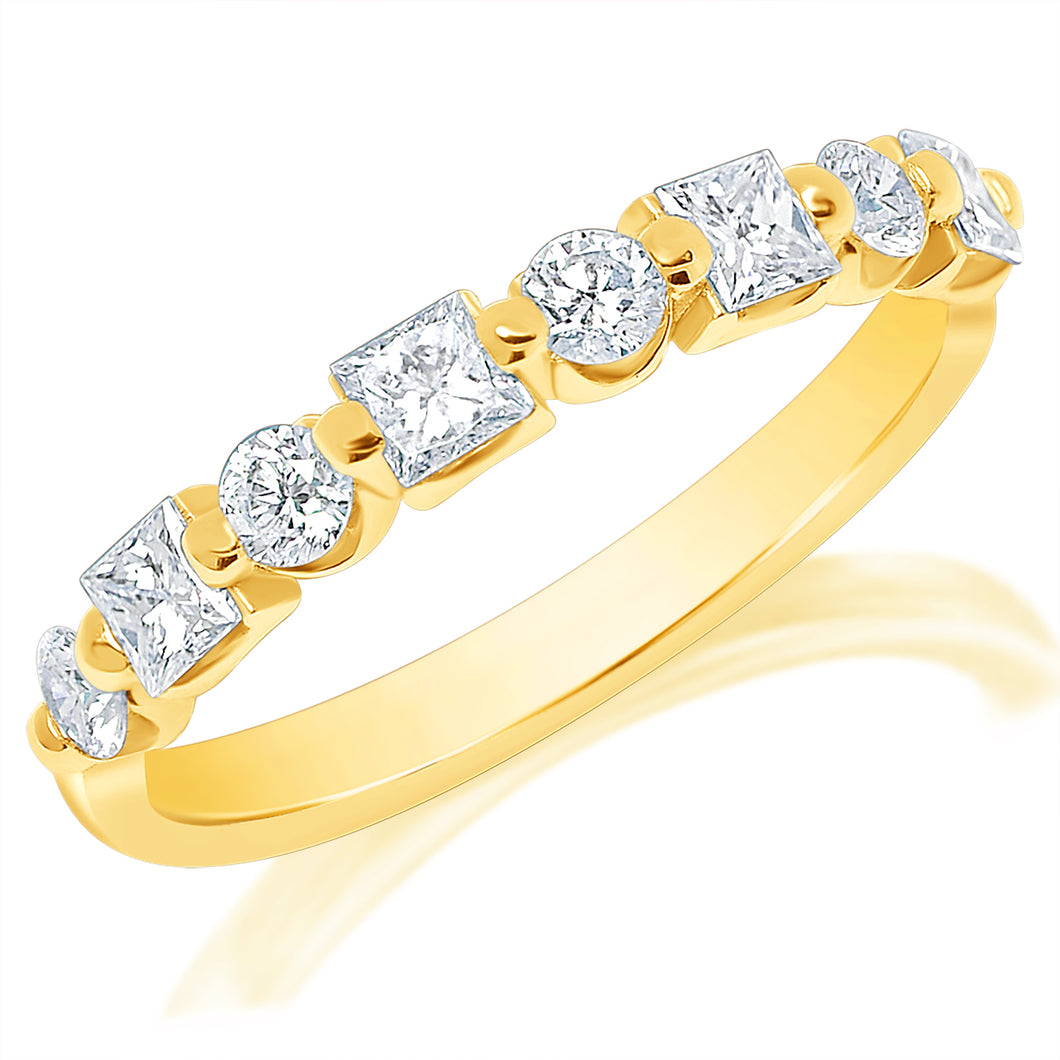 Classique Creations Princess and Round Diamond Shared Prong Ring
