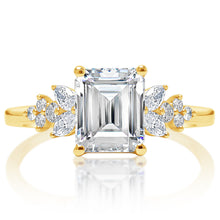 Classique Creations Emerald Diamond Marquise and Round Cluster Engagement Ring