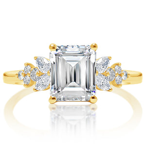 Classique Creations Emerald Diamond Marquise and Round Cluster Engagement Ring