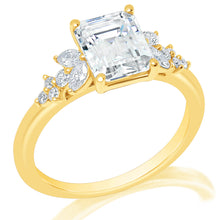 Classique Creations Emerald Diamond Marquise and Round Cluster Engagement Ring
