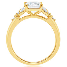 Classique Creations Emerald Diamond Marquise and Round Cluster Engagement Ring