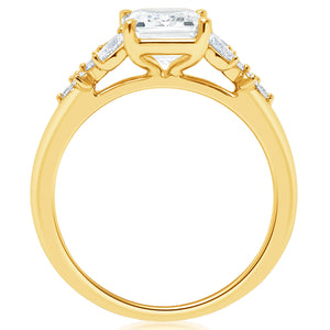 Classique Creations Emerald Diamond Marquise and Round Cluster Engagement Ring