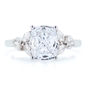 Classique Creations Cushion Diamond Marquise Sidestone Engagement Ring