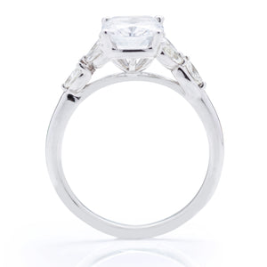 Classique Creations Cushion Diamond Marquise Sidestone Engagement Ring