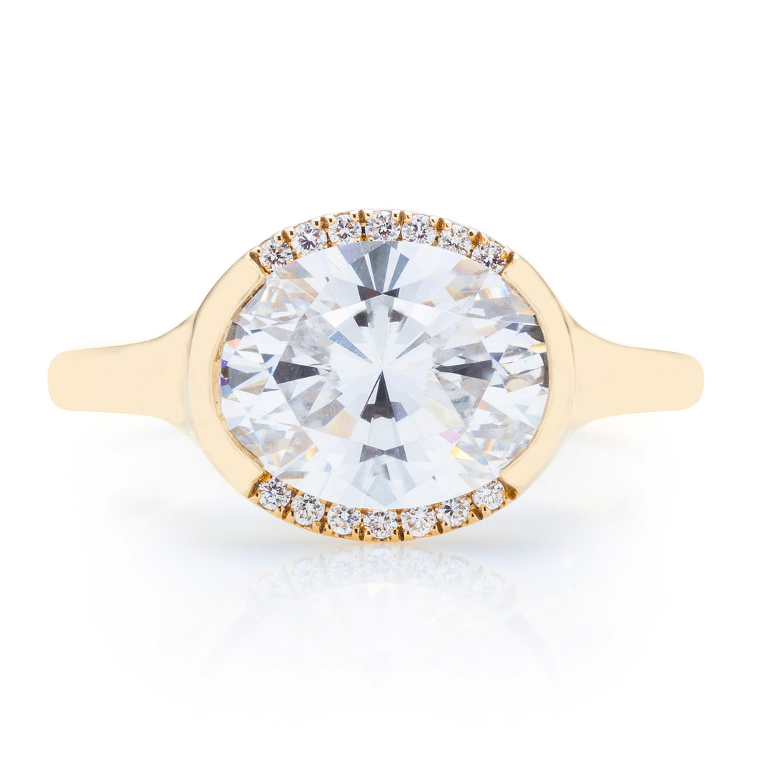 Classique Creations Oval East West Semi Halo Engagement Ring