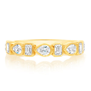 Classique Creations Pear and Emerald Bezel Halfway Band