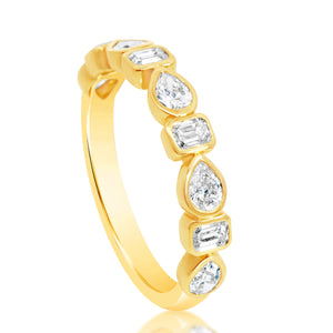 Classique Creations Pear and Emerald Bezel Halfway Band