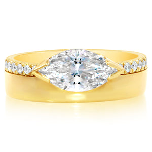 Classique Creations Marquise Half Bezel Double Row Engagement Ring
