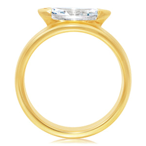 Classique Creations Marquise Half Bezel Double Row Engagement Ring