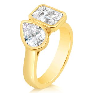 Classique Creations Pear and Emerald Toi et Moi Engagement Ring